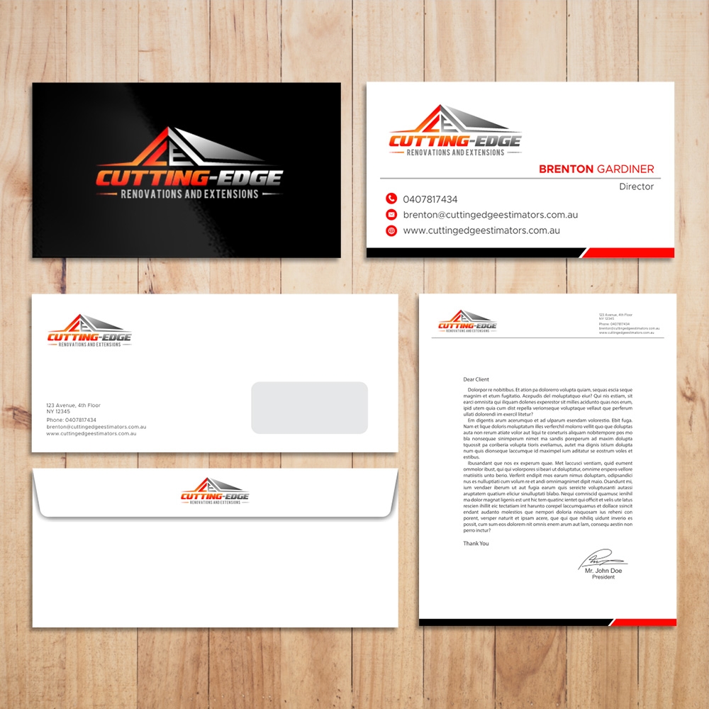 Cutting edge renovations logo design by Kindo