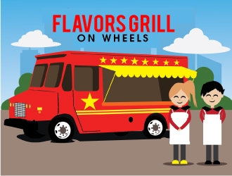 FLAVORS grill on wheels logo design by AamirKhan