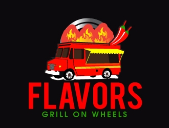 FLAVORS grill on wheels logo design by AamirKhan