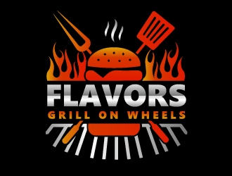 FLAVORS grill on wheels logo design by shravya