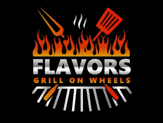 FLAVORS grill on wheels logo design by shravya