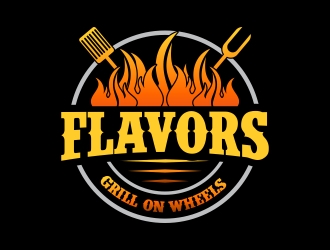 FLAVORS grill on wheels logo design by cikiyunn