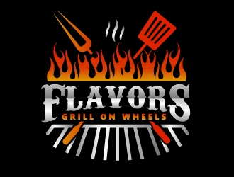 FLAVORS grill on wheels logo design by shravya