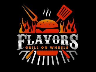 FLAVORS grill on wheels logo design by shravya