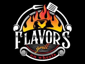 FLAVORS grill on wheels logo design by Suvendu