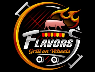 FLAVORS grill on wheels logo design by Suvendu