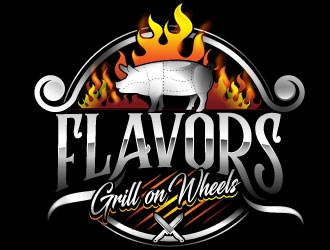 FLAVORS grill on wheels logo design by Suvendu