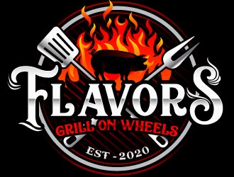 FLAVORS grill on wheels logo design by Suvendu