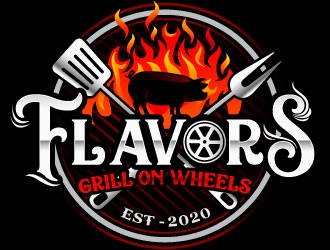 FLAVORS grill on wheels logo design by Suvendu