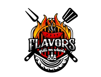 FLAVORS grill on wheels logo design by usashi