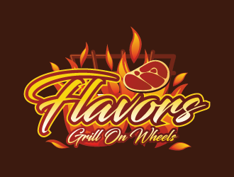 FLAVORS grill on wheels logo design by czars