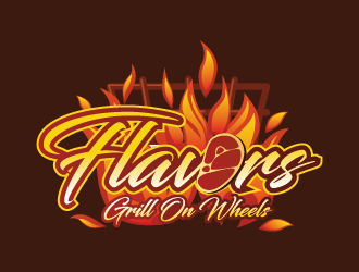 FLAVORS grill on wheels logo design by czars