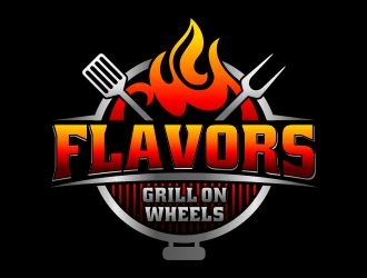 FLAVORS grill on wheels logo design by b3no