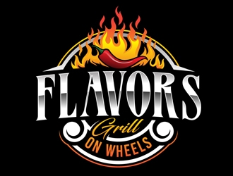 FLAVORS grill on wheels logo design by DreamLogoDesign