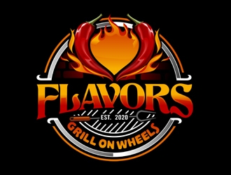 FLAVORS grill on wheels logo design by DreamLogoDesign