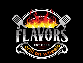 FLAVORS grill on wheels logo design by DreamLogoDesign