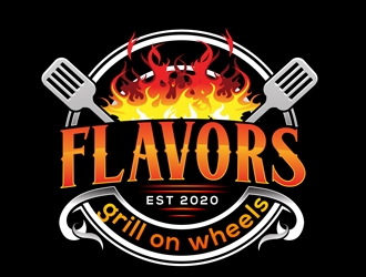 FLAVORS grill on wheels logo design by DreamLogoDesign