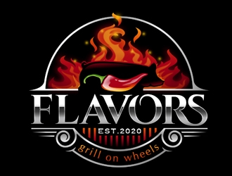 FLAVORS grill on wheels logo design by DreamLogoDesign