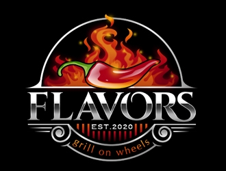 FLAVORS grill on wheels logo design by DreamLogoDesign