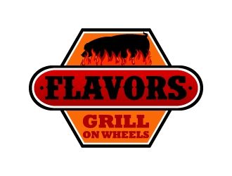 FLAVORS grill on wheels logo design by KDesigns