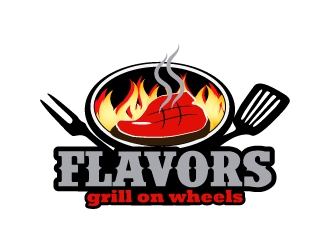 FLAVORS grill on wheels logo design by KDesigns