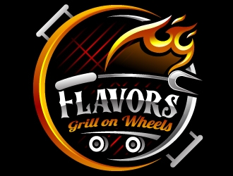 FLAVORS grill on wheels logo design by Suvendu