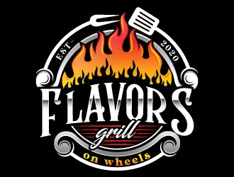 FLAVORS grill on wheels logo design by Suvendu