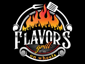 FLAVORS grill on wheels logo design by Suvendu