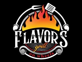 FLAVORS grill on wheels logo design by Suvendu