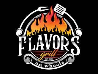 FLAVORS grill on wheels logo design by Suvendu