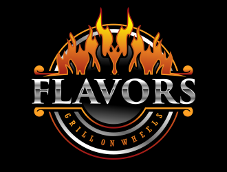 FLAVORS grill on wheels logo design by semar