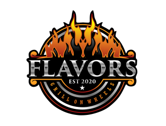 FLAVORS grill on wheels logo design by semar