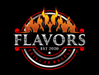 FLAVORS grill on wheels logo design by semar