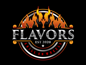 FLAVORS grill on wheels logo design by semar