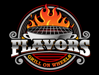 FLAVORS grill on wheels logo design by THOR_