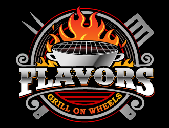 FLAVORS grill on wheels logo design by THOR_