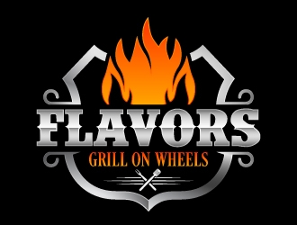 FLAVORS grill on wheels logo design by Kirito