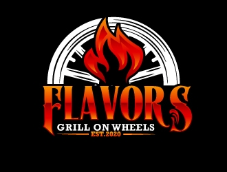 FLAVORS grill on wheels logo design by Kirito