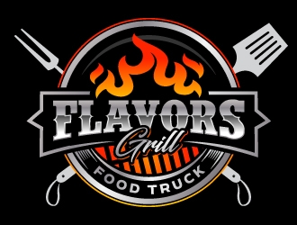 FLAVORS grill on wheels logo design by jaize