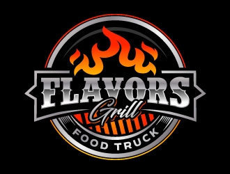 FLAVORS grill on wheels logo design by jaize