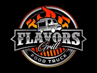 FLAVORS grill on wheels logo design by jaize