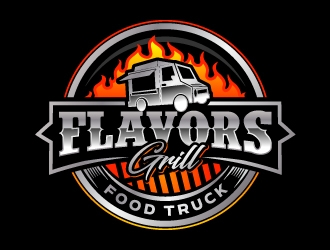 FLAVORS grill on wheels logo design by jaize