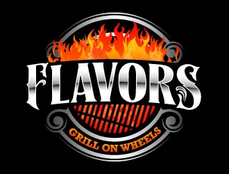 FLAVORS grill on wheels logo design by daywalker