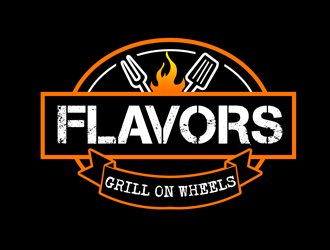 FLAVORS grill on wheels logo design by kunejo