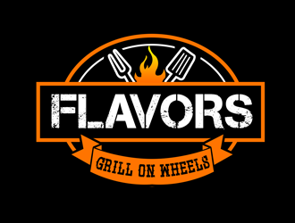 FLAVORS grill on wheels logo design by kunejo