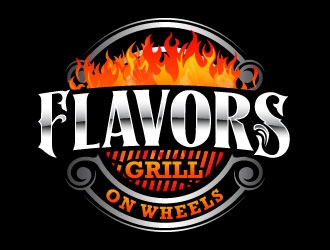 FLAVORS grill on wheels logo design by daywalker