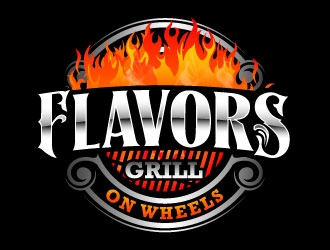 FLAVORS grill on wheels logo design by daywalker