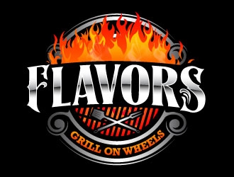 FLAVORS grill on wheels logo design by daywalker