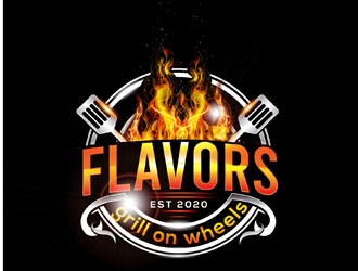 FLAVORS grill on wheels logo design by DreamLogoDesign