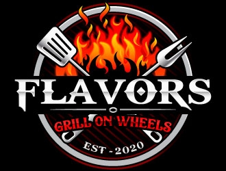 FLAVORS grill on wheels logo design by Suvendu